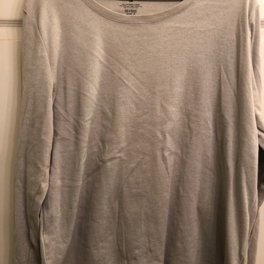Women's Silver Shimmery Long Sleeve Tshirt